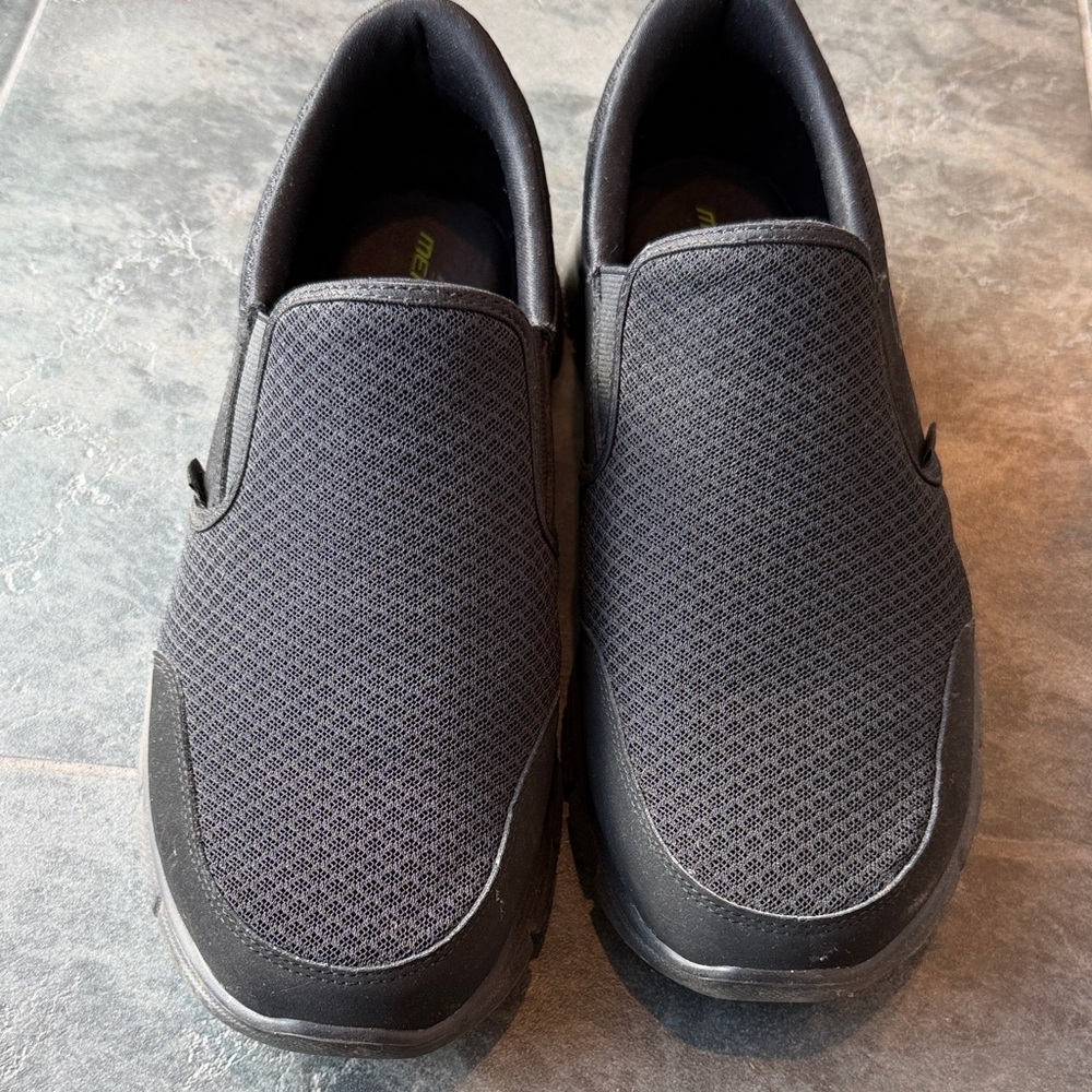 Skechers Men's Black Slip-On Mesh Comfort Loafers
